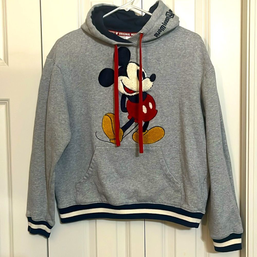 Mickey Mouse Embroidered Disney World Academia Sweatshirt Hoodie Grey